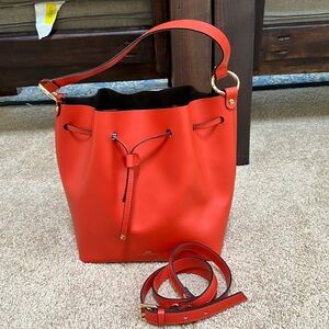 ALBERTO BELLUCCI orange leather bucket bag